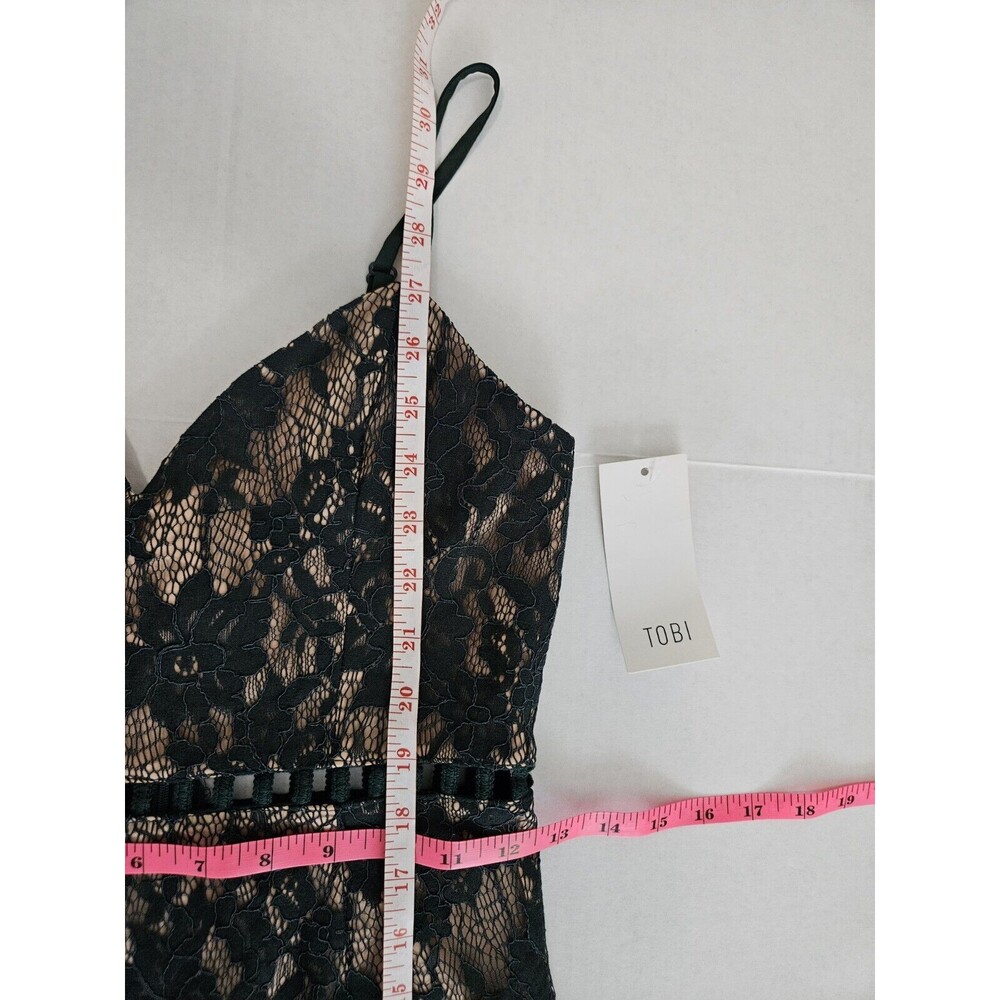 Tobi Emerald Green Lace Mini Dress Adjustable Straps Lined Size XS - Picture 10 of 10